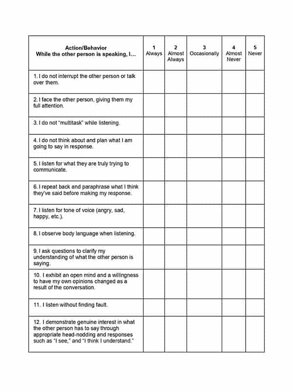 Week 10, Strategy and Tip 9 Action and Behavior Worksheet 1